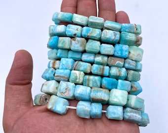 Handgemaakte blauwe aragonietarmband, edelsteenkralen, cadeau-ideeën