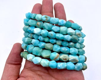 Blue Aragonite Beaded Bracelet, Handmade Gemstone Jewelry