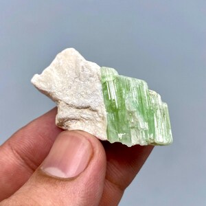 Bi Color Tourmaline Crystal 64 Carat Natural Healing Stone Specimen from Pakistan, Well Terminated Gemstone Collector&#39;s Piece