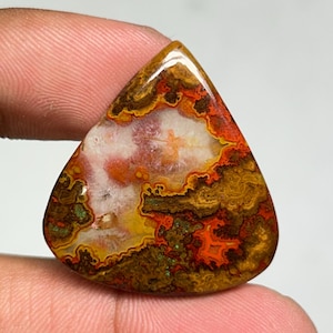 Pear Seam Agate Cabochon: Natural Polished Gemstone (32x30x4 mm, 27 Ct.)