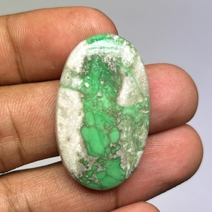 Variscite Cabochon: 34 ct Green Oval Gemstone for Jewelry Making (36X22X5 MM