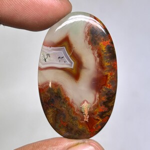 Oval Seam Agate Cabochon: Natural Polished Gemstone (45x28x5 mm, 54 Ct.)