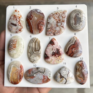 Cabujón de ágata de encaje loco natural • Piedra preciosa mexicana para joyería