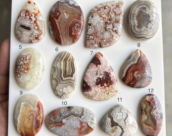 Cabujón de ágata de encaje loco natural • Piedra preciosa mexicana para joyería