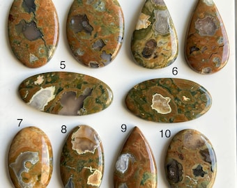 Natürlicher Rhyolith Cabochon • Regenwald Jaspis Designerstein