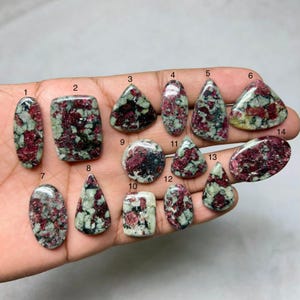 Edulite Cabochon – Natural Pink Edulite Loose Gemstone – Black Matrix Designer Cab – Jewelry Making Stone