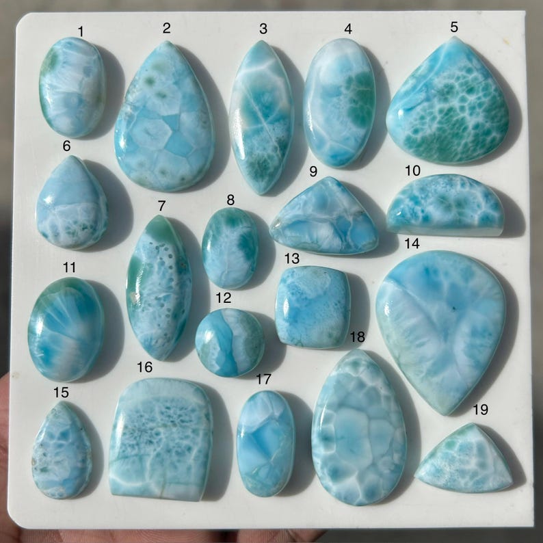 Natural Larimar Cabochon – Dominican Ocean Blue Gemstone - Etsy