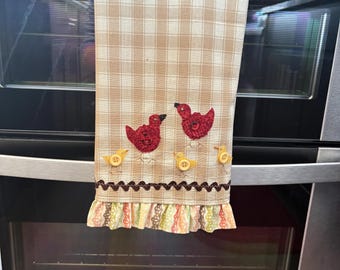 Hens & chicks dish towel