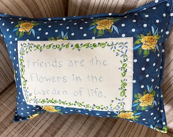 Embroidered Friendship pillow