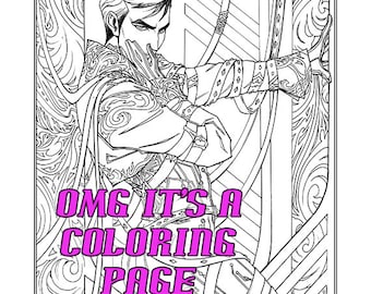 Adult Coloring Sheet - Observant Android - Printable, Instant Download, DIY, Male Pin-up, Adult, Baubles, Decoration, Jewelry