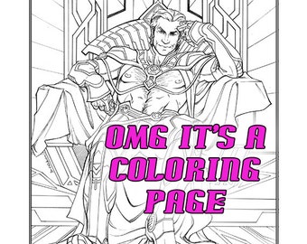 Adult Coloring Sheet - Conquerer - Printable, Instant Download, DIY, Male Pin-up, Adult, Fantasy, King