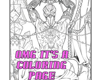 Adult Coloring Sheet - Double Eagle - Printable, Instant Download, DIY, Male Pin-up, Adult, Robotics, Tattoo