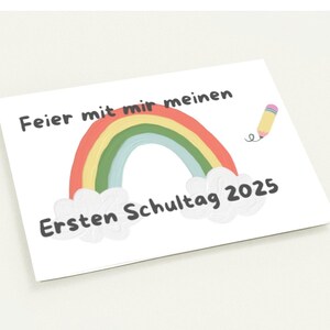 Set van 10 uitnodigingen voor de eerste schooldag 2025, 10 kaarten en enveloppen - Vier mijn eerste schooldag met mij - Uitnodiging voor de eerste schooldag A6 10,5 x 14,8 cm