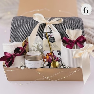 Gift Box for Women with Blanket Cozy Gift Basket, Custom Gift Box Self Care Package Sending Sunshine Gift Cheer up Thinking of You Gift Box
