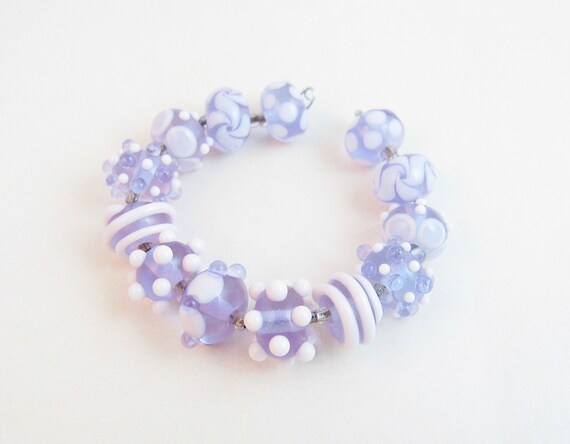 4pcs Handmade Lampwork Round Flat Beads Costume Jewellery Making Craft Beading