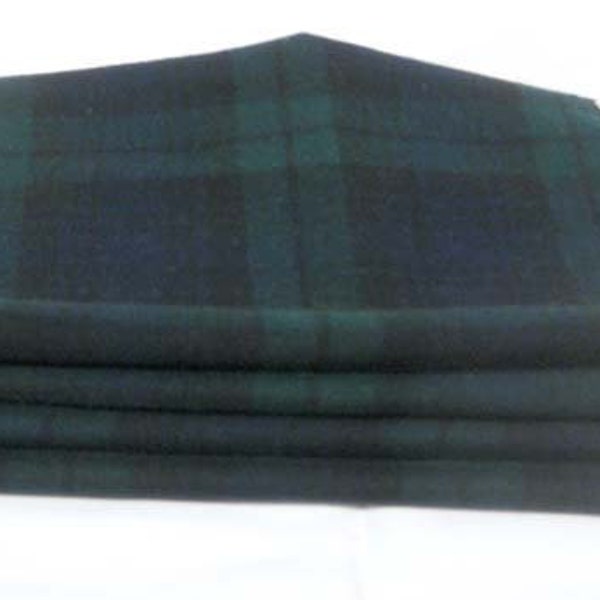 100% WOOL BLACK WATCH Plaid Pieces Recyled from Vintage Mens Trousers