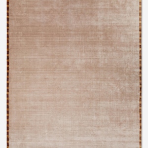 Marrin Modern Hand-Tufted Ivory New Zealand Wool Area Rug 8x10 Border Checked, Neutral Geometric Vintage Style Persian Inspired Rug