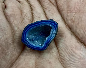 Blue Agate Druzy Geode: Raw Crystal Cluster, Jewelry Gemstone