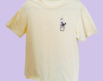 Custom Embroidered Pet Portrait T-Shirt | Personalized Gift | Dog Cat Face Embroidery Tee