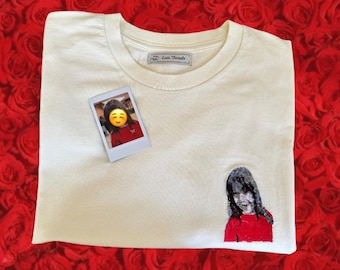 Custom Embroidered Couple - Family - Dad- Mum - Children Portrait T-shirt - Adult and Kids Keepsake