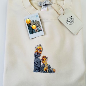 Custom Embroidered Couple - Family - Dad- Mum - Children Portrait Sweatshirt - Adult and Kids Keepsake