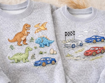 Dinosaur & Car Stick and Stitch Embroidery Patterns | Kids Embroidery | Printable PDF | Cute Designs | Instant Download (PDF Download)