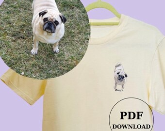 Custom Pet Portrait Embroidery Pattern With Stitch Guide (PDF Download)