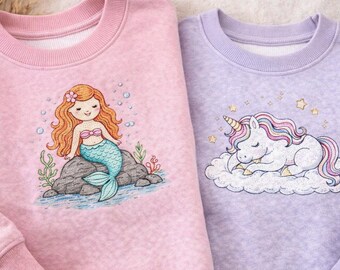 Cute Kids Stick and Stitch Embroidery Patterns | Mermaid Unicorn Dino | Printable PDF | Hand Embroidery (PDF Download)