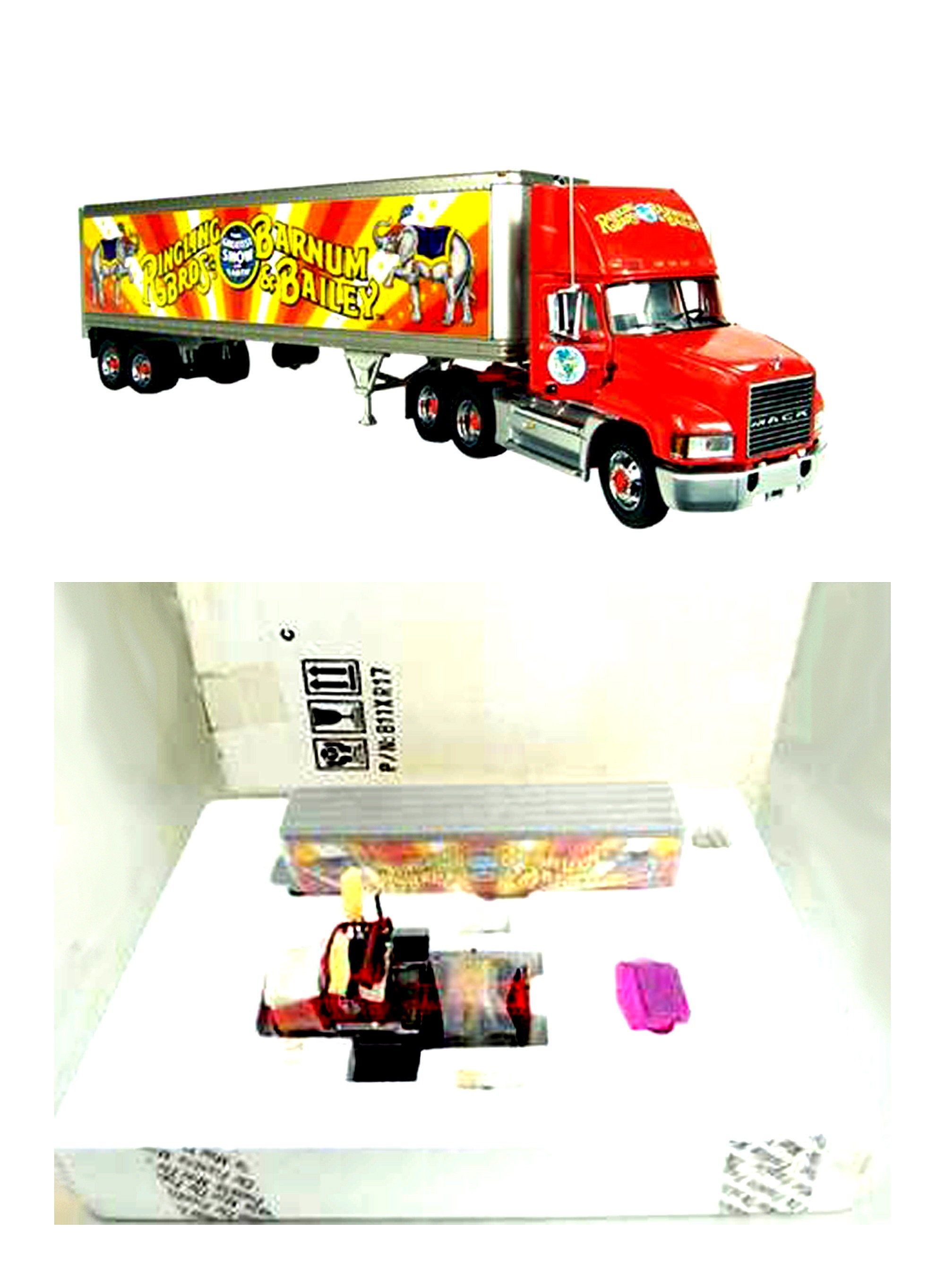 The "Greatest Show On Earth" 1/43 Scale Ringling Bros. & Barnum & Bailey, Mack E7 Turbo Charged Diesel Semi Truck Replica