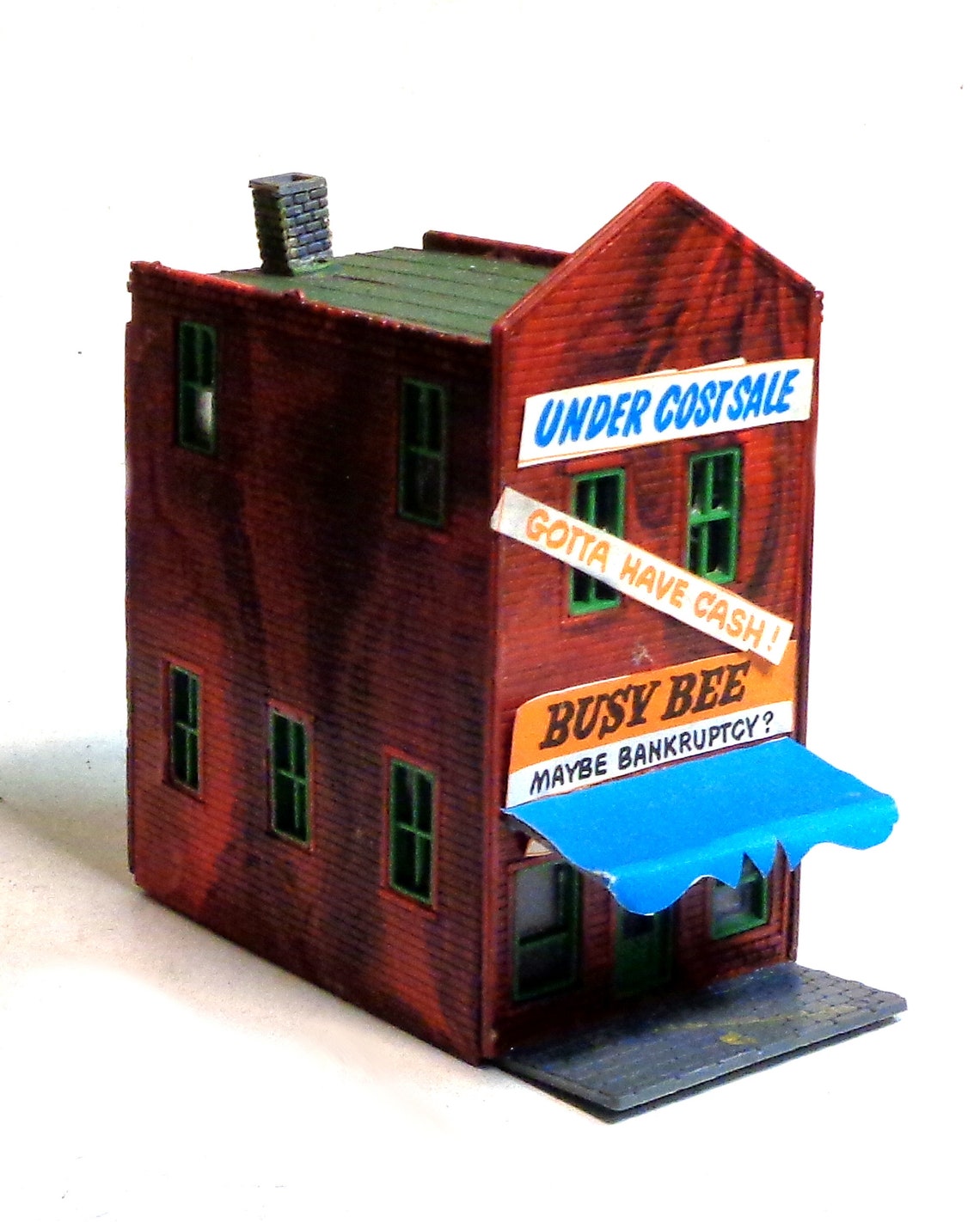 HO Scale Built up Train Layout Building - 2 Story Store Front Building ...