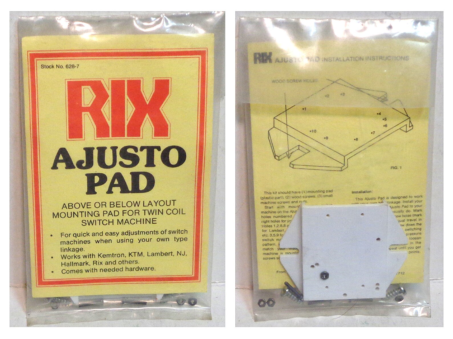 HO Scale RIX Adjusto Pad Above or Below Layout for Twin Coil Switch