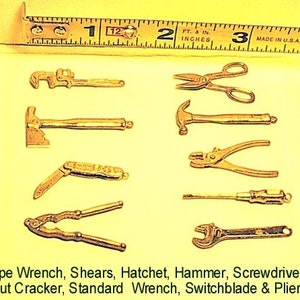 9 Vintage miniature diecast tools Hammer Pliers more