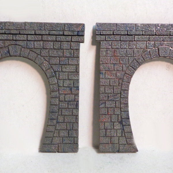 HO Scale Single train Stone Tunnel Portal set of TWO - UNUSED!