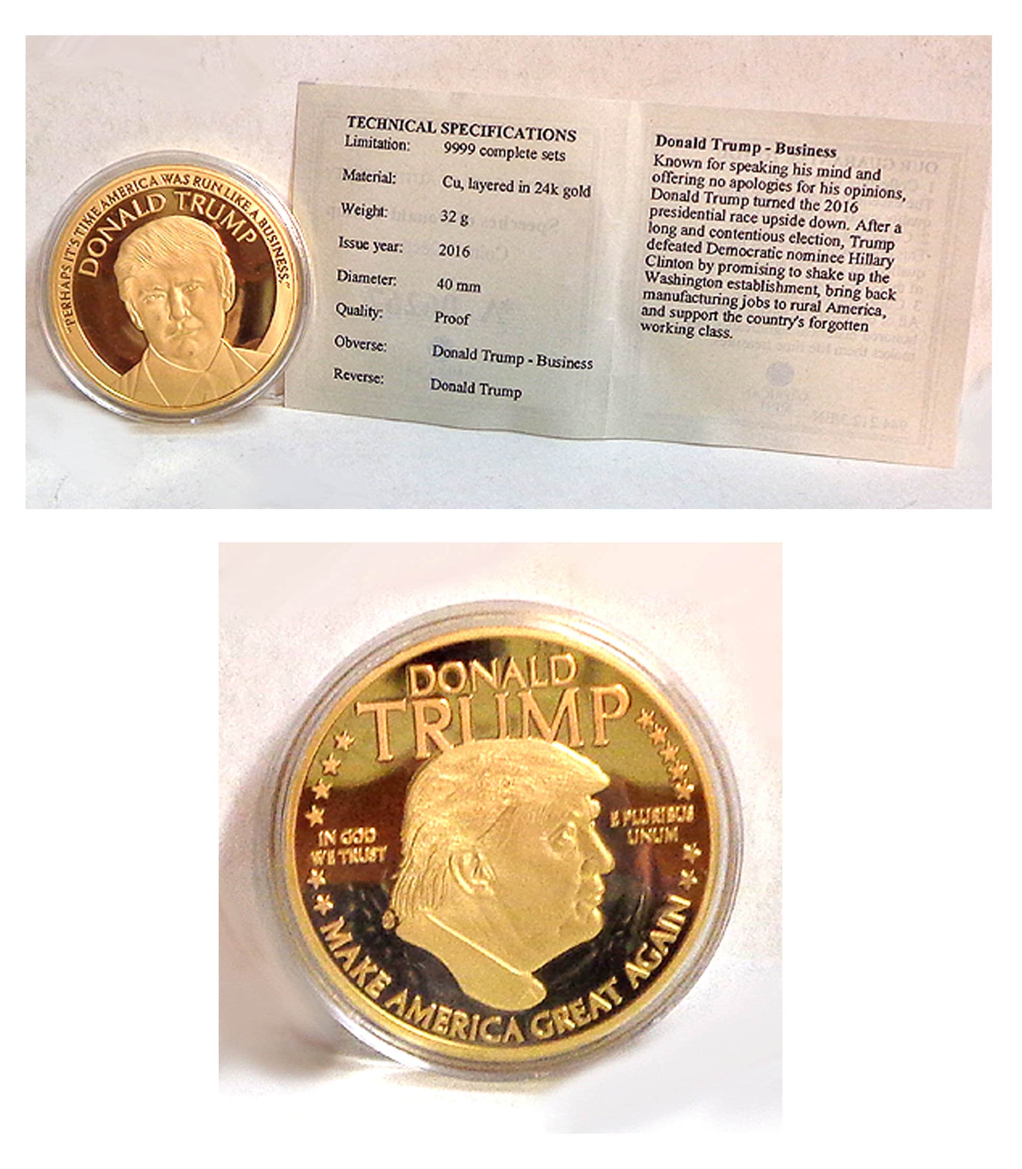 2016 トランプ 第45代 大統領 就任記念 1オンス銀貨 展示スタンド付き