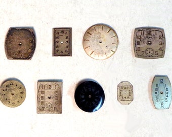 Very Old Genuine used Watch Faces Mixed Lot of 9 Pieces(LOT B) - For Crafting projects and more!