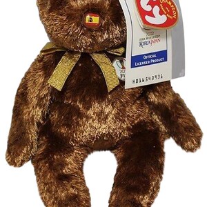 Ty Beanie Babies - &quot;FIFA&quot; SPANJE Federation Internationale de Football Association Bear - uitstekende staat met labels - al lang niet meer in productie!