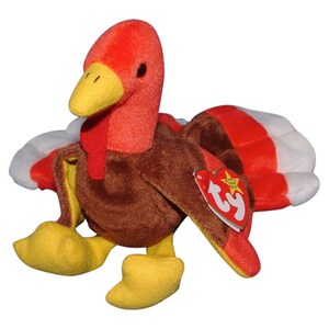 Ty Beanie Babies - Thanksgiving Day Turkey Bird &#39;Gobbles&#39; - Uitstekende staat met kaartjes - Al lang niet meer gemaakt!