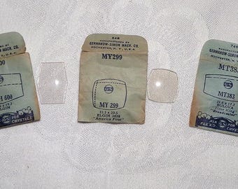 Lot of 5 Watch Face Crystals - old stock all different in orig. packages-Replace an old broken/worn watch crystal OR for crafting projects!