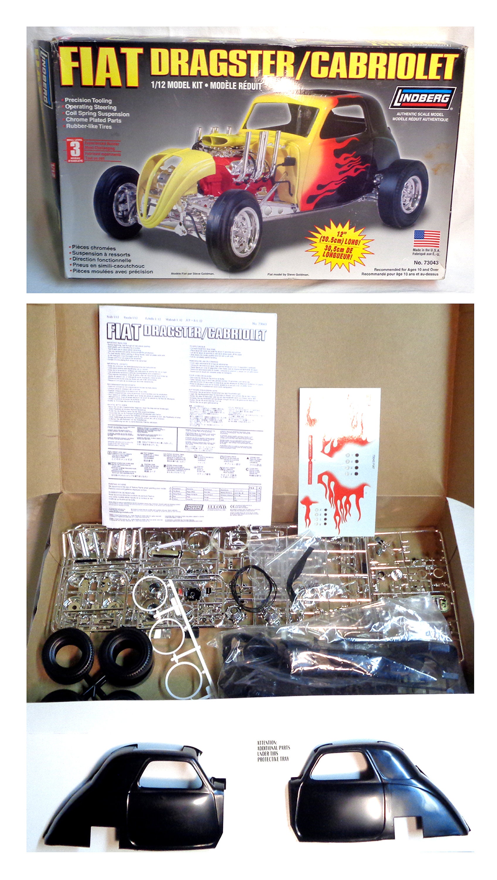 ビンテージ LINDBERG 1/12 スケール フィアット ドラッグスター カー 