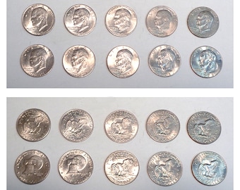 Dwight D Eisenhower Dollar Coin Collection - 10 coin lot - All different! VG+ condition!