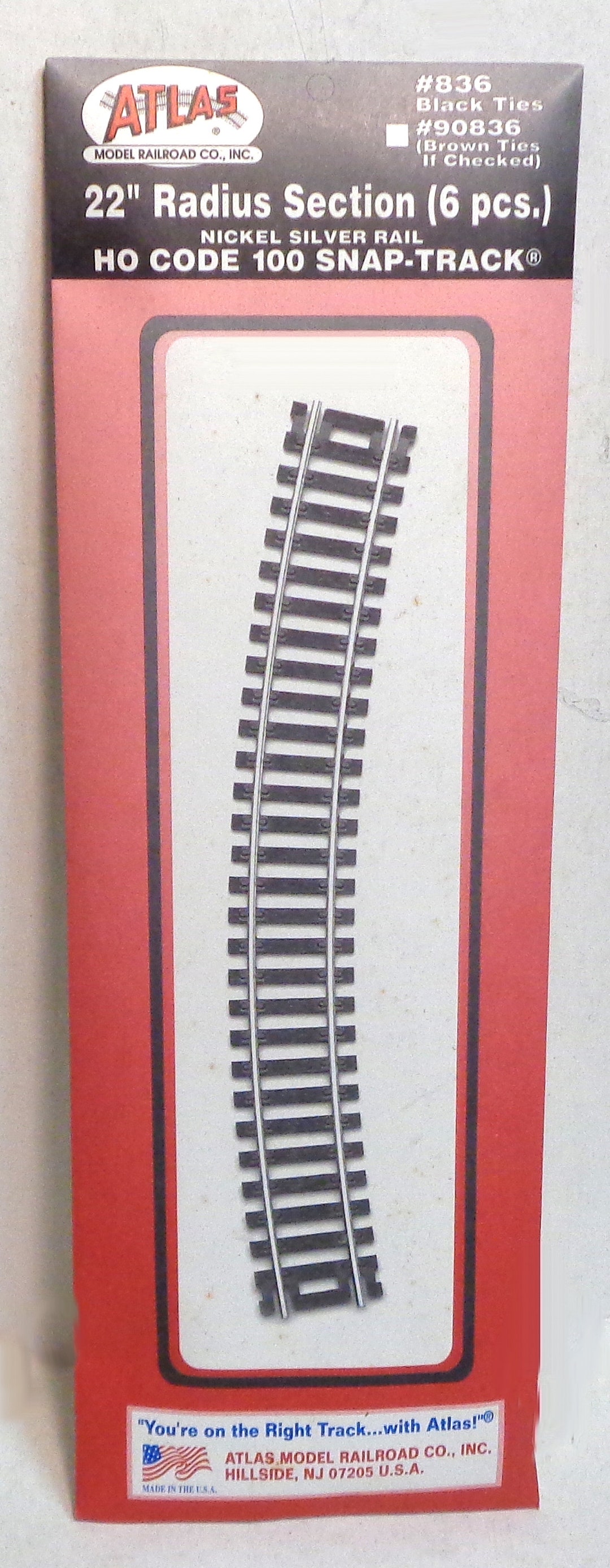 HO Scale ATLAS Track 836 22" Radius Curve Section(6 Pieces). NEW in