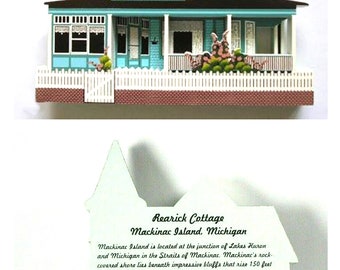 Shelia Wooden House Shelf Plaque - "Rearick Cottage" Mackinac Island, MI