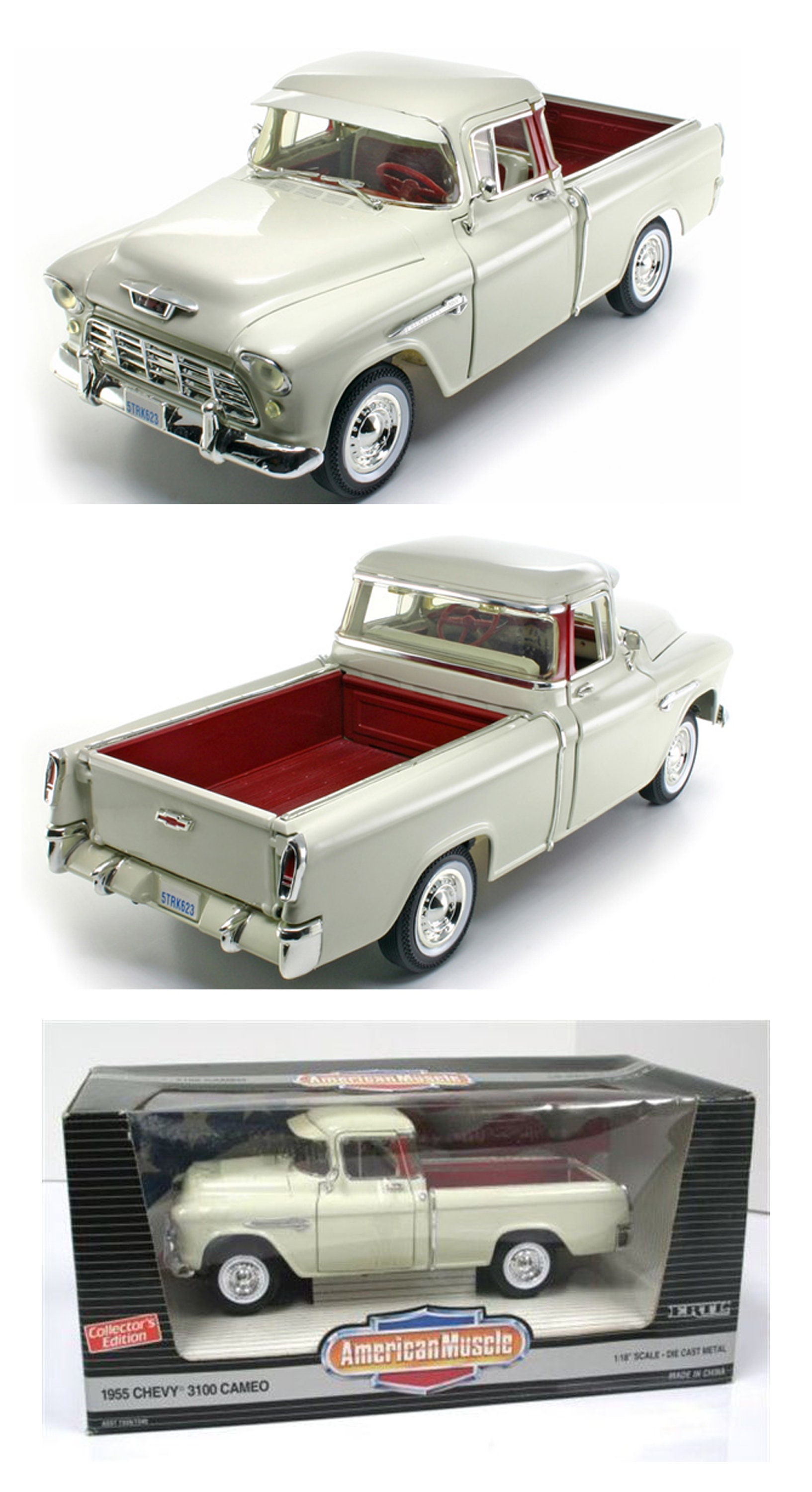 1/18 Scale 1955 Chevy 3100 Cameo Pickup Truck - American Muscle Diecast Model Replica - Mint in Box!!