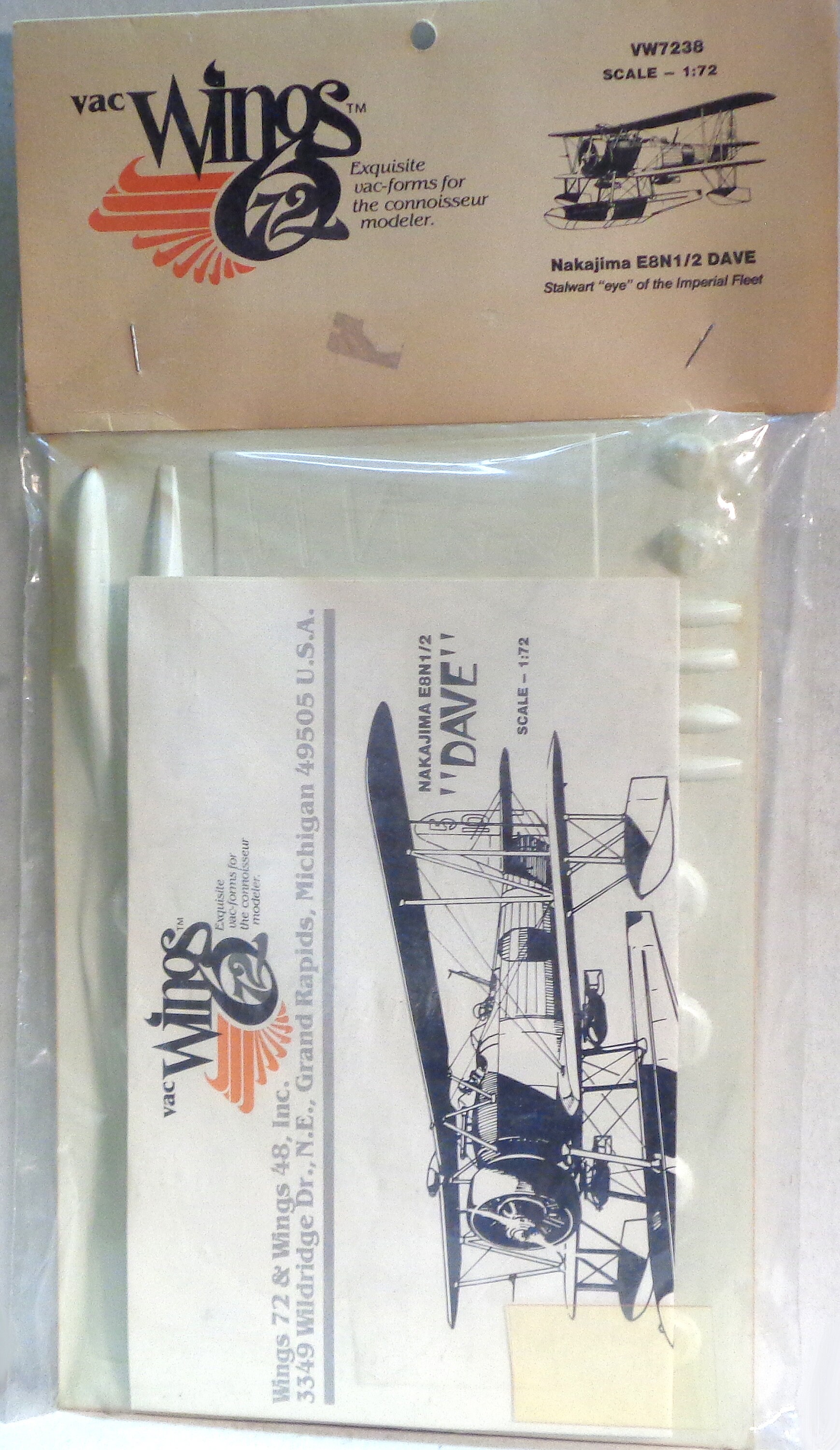1/72 Model Aircraft vacuform complete kit - Wings 72 - Nakajima E8N1/2 Dave - Please read description regarding this type of kit