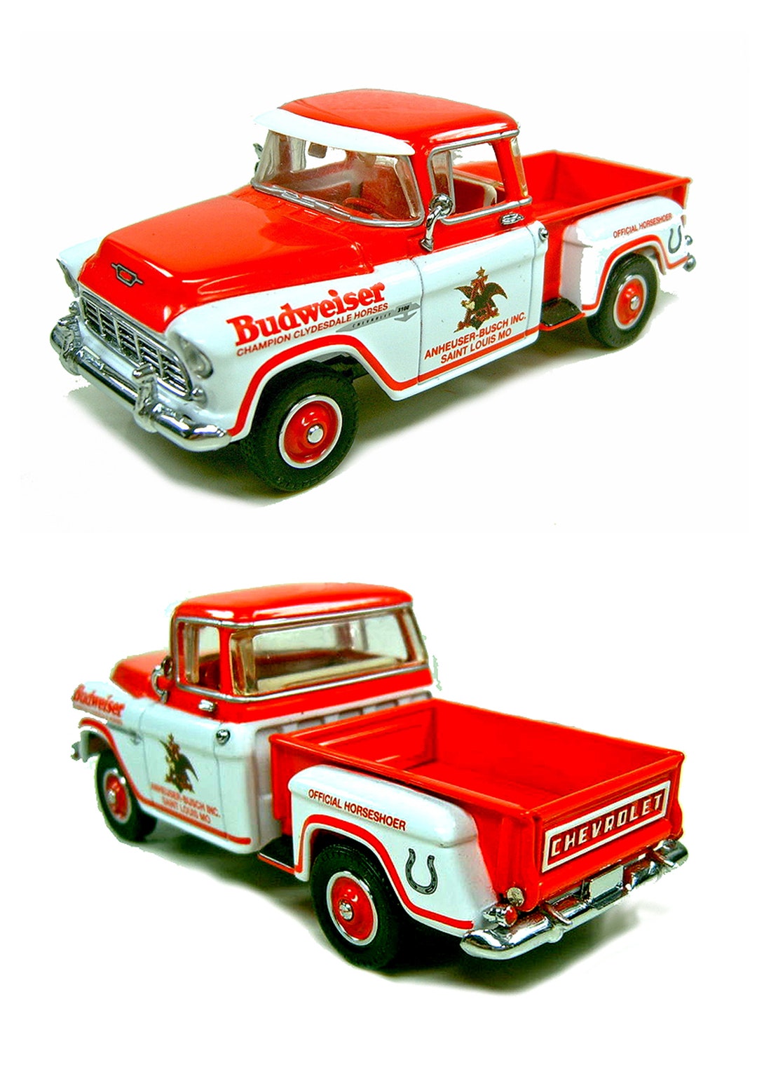 Matchbox 1/43 Scale 1955 Chevy 3100 Pickup Truck - Budweiser Beer