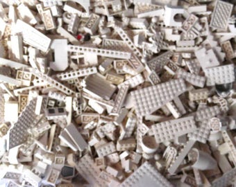 1Lb WHITE Lego Blocks, parts & Pieces BULK LOT!