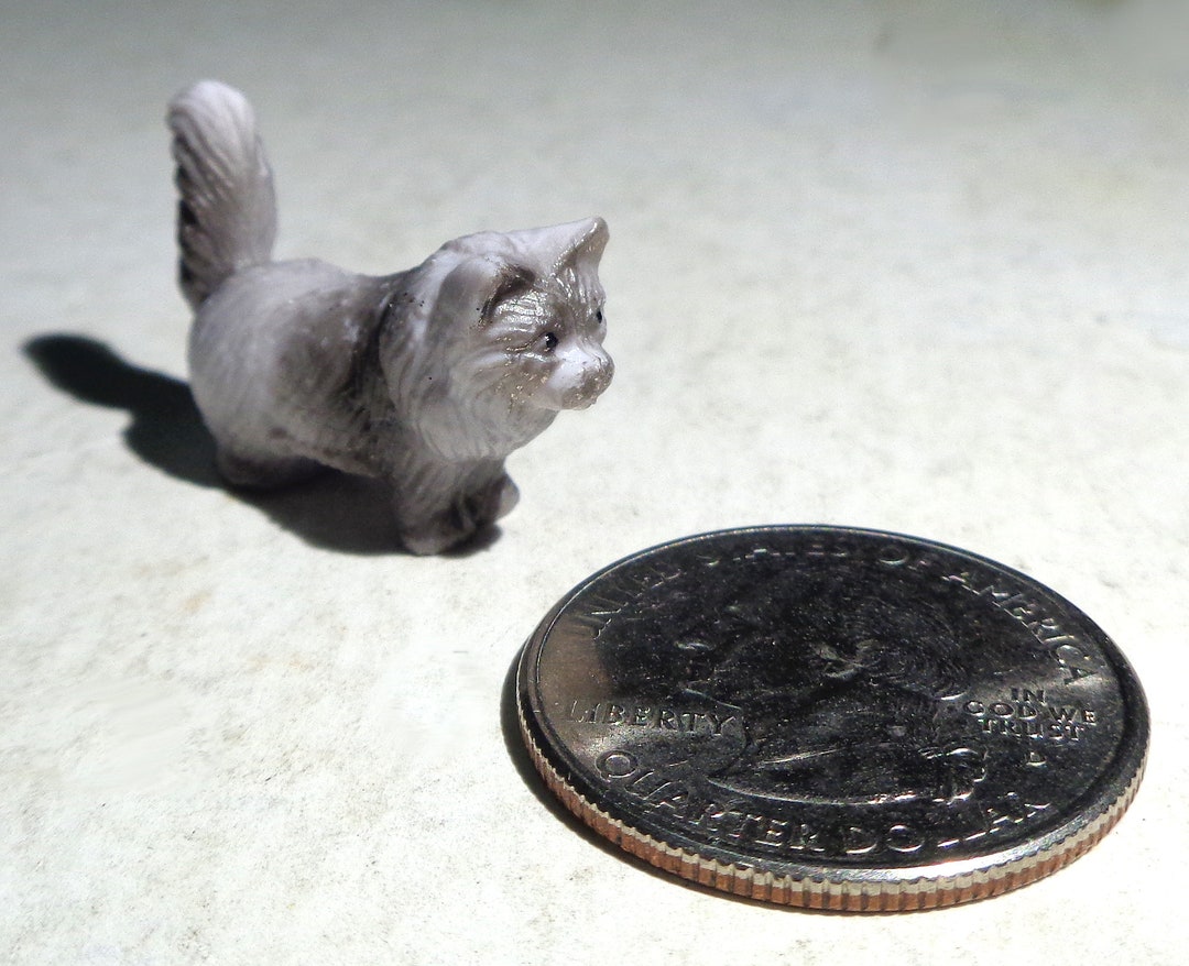 Miniature Cat / Kitten Figure - Style #9 - Approx. 1 Inch - Can Be Used ...