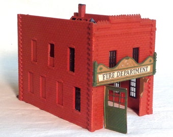 HO Scale Train Building built KIT - Fire House, missing one front door. As IS