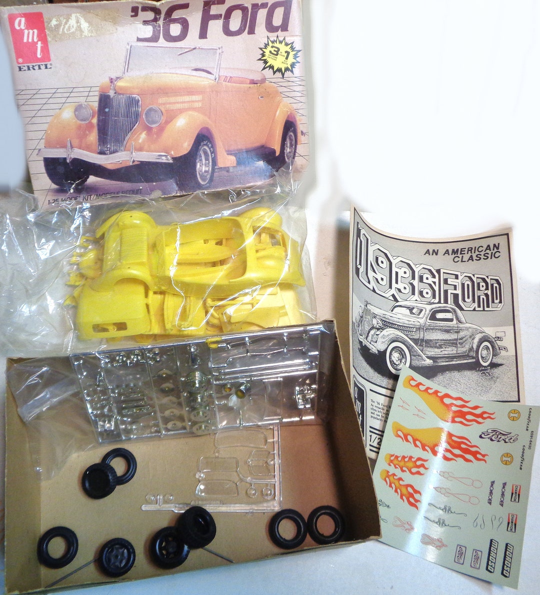 1/25 Scale Amt-ertl - 1936 Ford 3 in 1 Model Kit - Open Box Unbuilt - Etsy