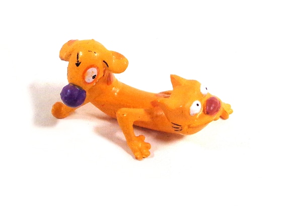 VINTAGE Rare NICKELODEON miniature Cat-Dog Charm / Vending Machine Cracker  Jack Premium Toy CatDog